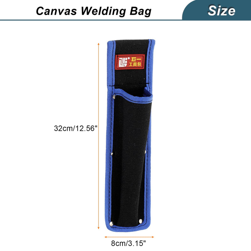 HARFINGTON 2pcs Welding Rod Pouch 12.26" x 3.15" x 9.45" Canvas Welding Rod Bag Leather Electrode Holder with Waist Belt Rivet Reinforcement for Storage Welding Tools, Black Blue 12.26" x 3.15" x 9.45"