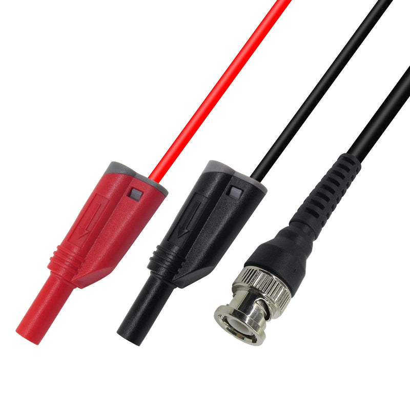 Coaxial Cable BNC Male to Dual 4mm Banana Plug Stackable Test Lead Probe for Oscilloscope,120CM