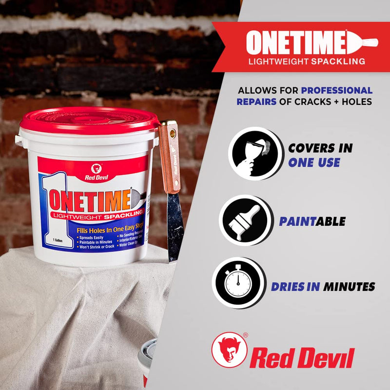 Red Devil 0542 ONETIME Lightweight Spackling, 1/2 Pint, White, 8 Ounce, Made in USA Pack of 1