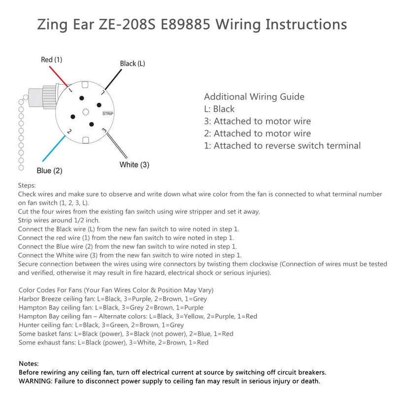 Ceiling Fan Switch Zing Ear ZE-208S E89885 3 Speed 4 Wire Fan Switch Pull Chain Ceiling Fan Switch Speed Control Switch for Ceiling Fans, Wall Lamps, Cabinet Light, Black Bronze 1PCS 1PCS Black Bronze
