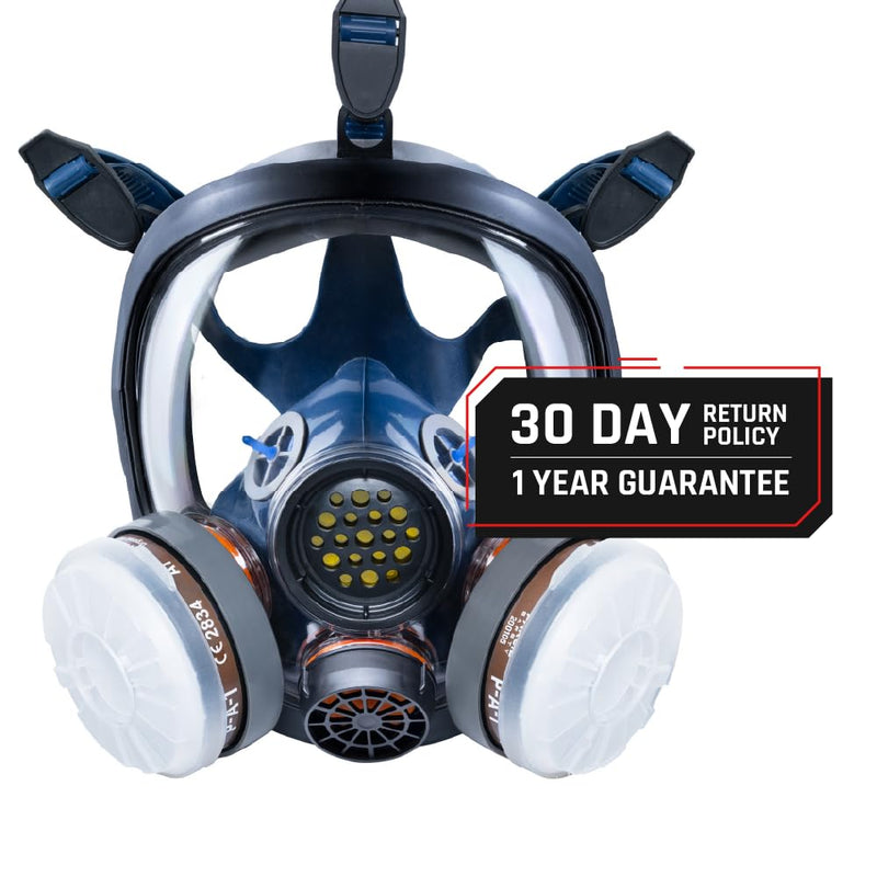 Parcil Distribution Full Face Respirator Mask - Air Purifying, Organic Vapor & Particulate - Industrial Use - CE Tested Pt-100 Clear