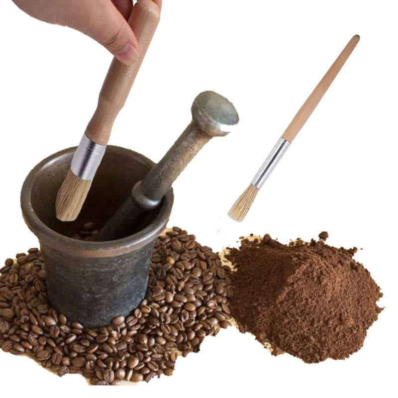 Coffee Machine Cleaning Brush Set - 4 Piece Set Including Wooden and Nylon Brushes for Grinders and Group Heads