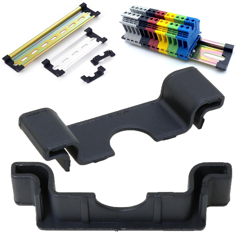 Heyous 30PCS Anti Cut Protection End Cap Protector Black 35mm Terminal Block DIN Rail Suitable for Industrial and Hardware Fitting 35mm DIN Rail End Mounting