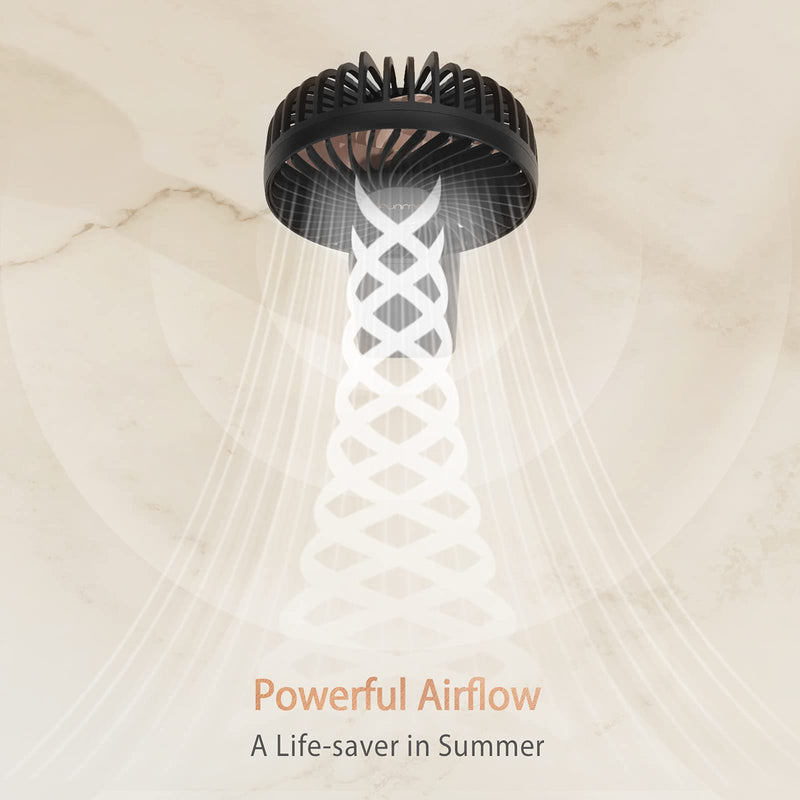 OUTXE Funme Handheld Fan 10000mAh Desk Fan Portable Battery Travel Fan, Powerful Airflow, Last 9-53 hrs for Travel, Camping and Outdoor Activities Black,10000mAh