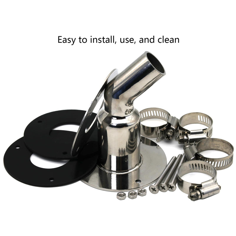 Diesel Heater Thru Hull Exhaust Skin,Stainless Steel 316,Fitting for 0.94"(24mm) Hose Pipe Diesel Parking Heater Marine Exhaust Port(Bent)