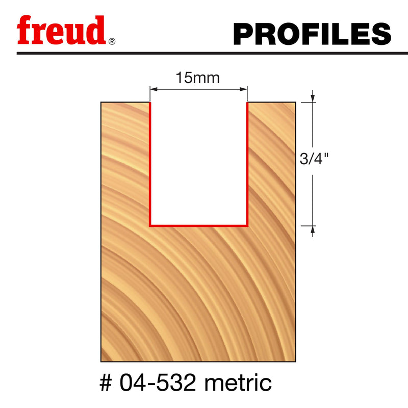 Freud 04-532: 15 (dia.) Double Flute Straight Bit with 1/4" shank, 2-1/4" overall length