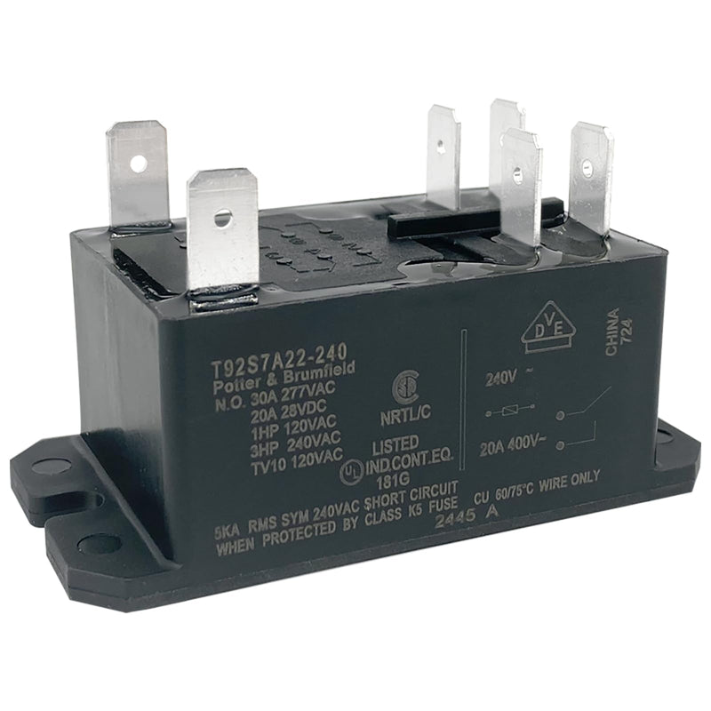 T92S7A22-240 Power Relay (2-Pack), 6-Pin DPST-NO 30A 240VAC Compatible with RV Rooftop AC, Heat Pumps & HVAC Systems, Mechanical Replacement for Blower Motor & Compressor Control 2
