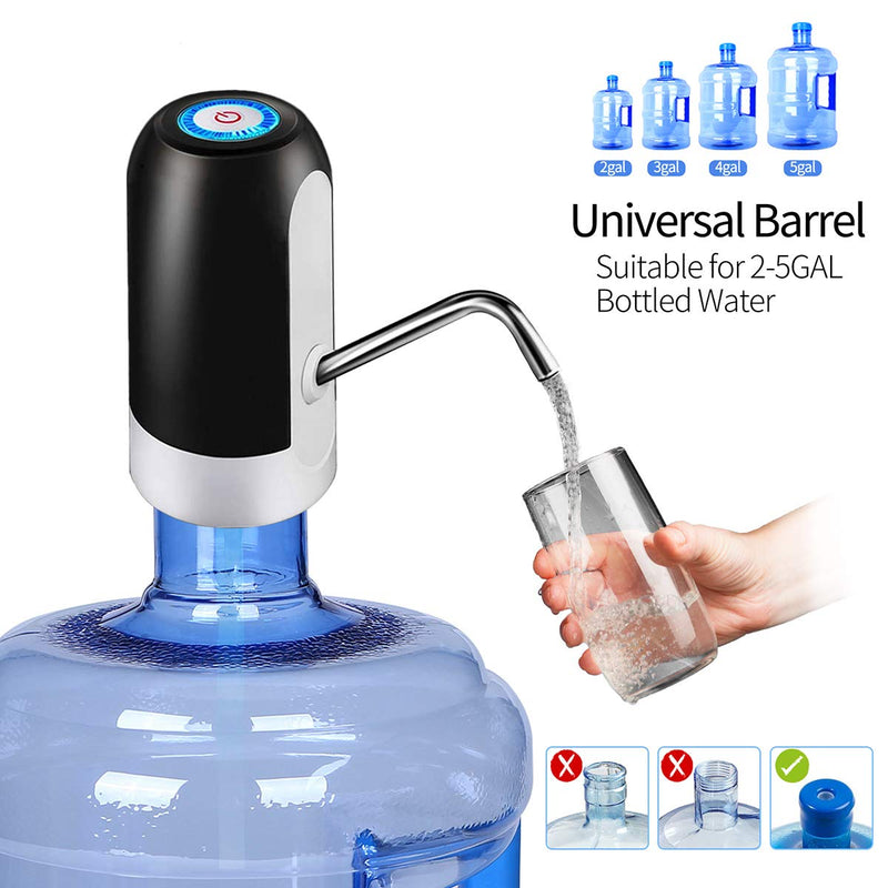 Water Bottle Pump 5 Gallon Water bottle dispenser USB Charging Automatic Drinking Water Pump Portable Electric Water Dispenser Water Bottle Switch Round-B