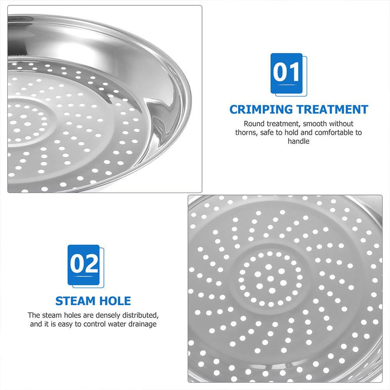 KALLORY 12.20 Inch Stainless Steel Steamer Basket Insert for Pot Steaming Rack with Fine Holes Steam Tray for Vegetables Fish Eggs Dumplings Seafood Kitchen Use