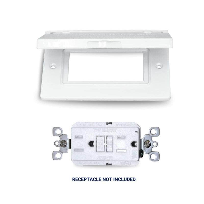 SIGMA ENGINEERED SOLUTIONS 14249WH Weatherproof Outdoor GFCI Outlet Cover, White, Metal, 1-Gang, Horizontal