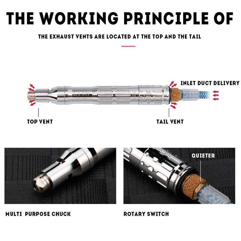 Air-powered Micro Die Grinder, Pencil Style | 65,000 RPM | 1/8" (3mm) Capacity