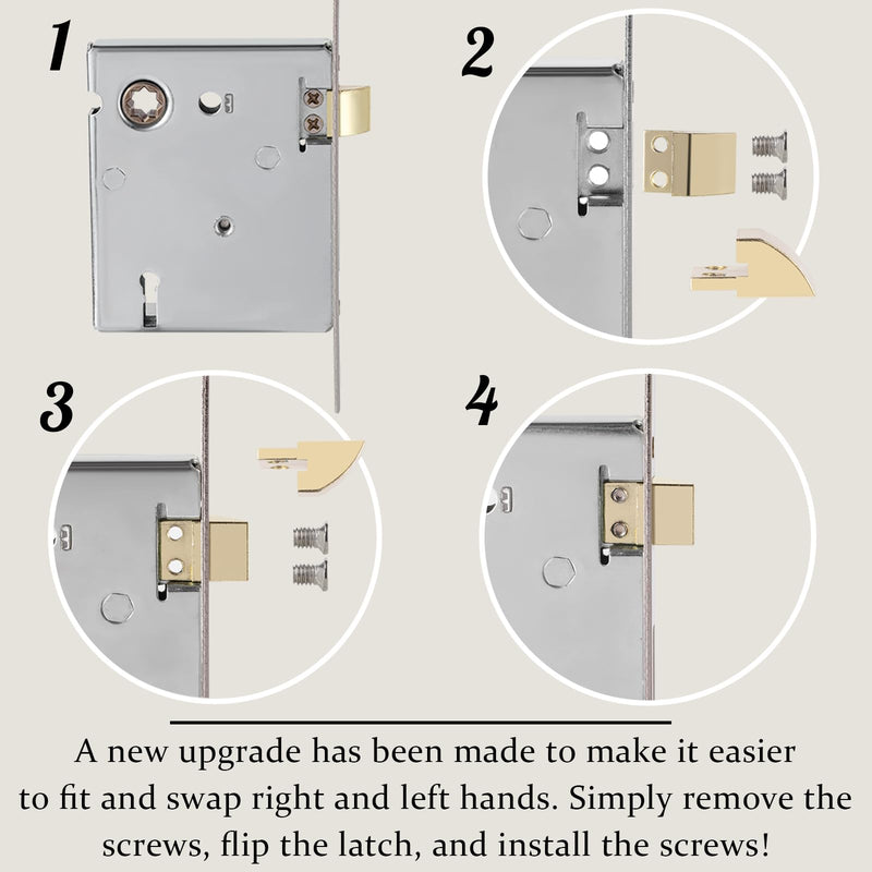 2 Pack Mortise Lock Set for Interior Door, Antique Door Knobs with Lock and Skeleton Key, Old Door Knob Replacement Fits 1-3/8 in 1-3/4 in, Oil Rubbed Bronze Finish Mortise(2 Pack)