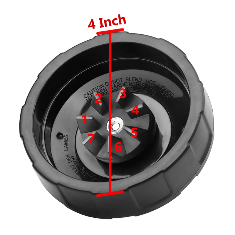 Ninja Blender Replacement Parts – Premium Grade 7 Fins Ninja Blender Blade for Ninja Blender Cups – Stainless Steel High Speed New Bearing – Leakproof Sealing Ring 7 Fin