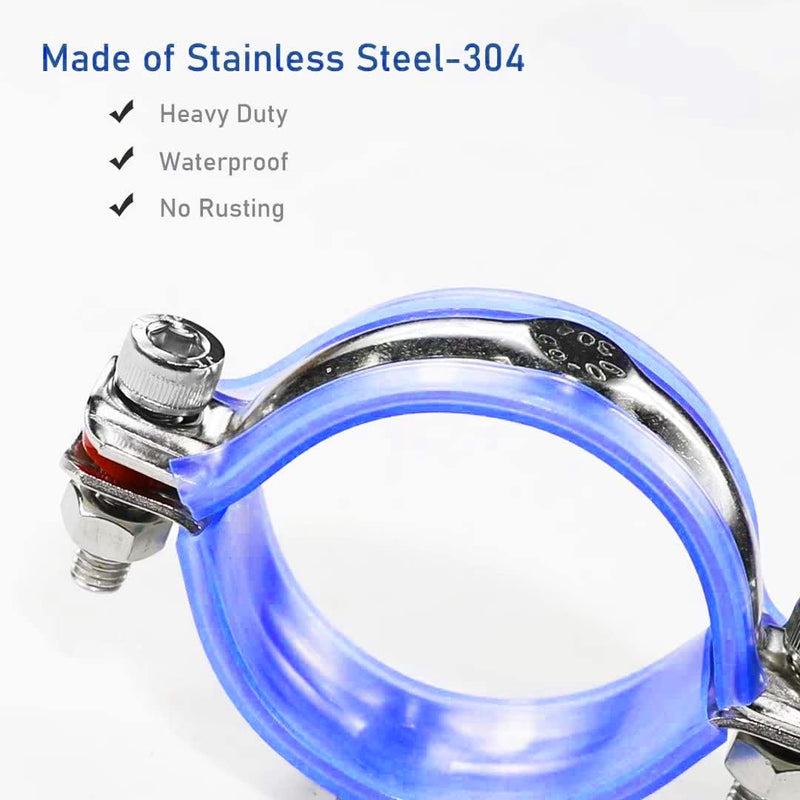 2PCS 304 Stainless Steel Wall Ceiling Mount Pipe Supports, Split Ring Hanger for OD Pipe 32-34mm, Pipe strap clamp for ID 1" Pipe