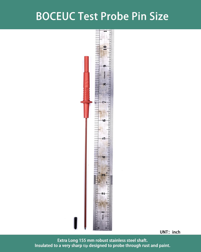 Multimeter Leads, Insulated Test Probe Needle Point Wire Testing Probes, Automotive Extra Sharp Long Reach Prod for Standard 4 mm Test Leads Kit, 600V CAT III