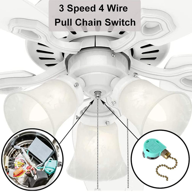 Ceiling Fan Switch ZE-268S6,3 Speed 4 Wire Ceiling Fan Pull Chain Control,Pull Chain Cord Switch Control for Ceiling Fans,Bronze Bronze