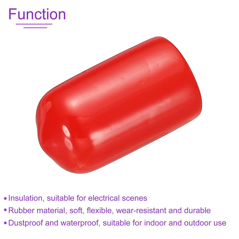 DMiotech 80 Pack 3/8" ID Red Screw Thread Protectors Rubber End Caps Bolt Covers for Screw Bolt Furniture Pipe 3/8"