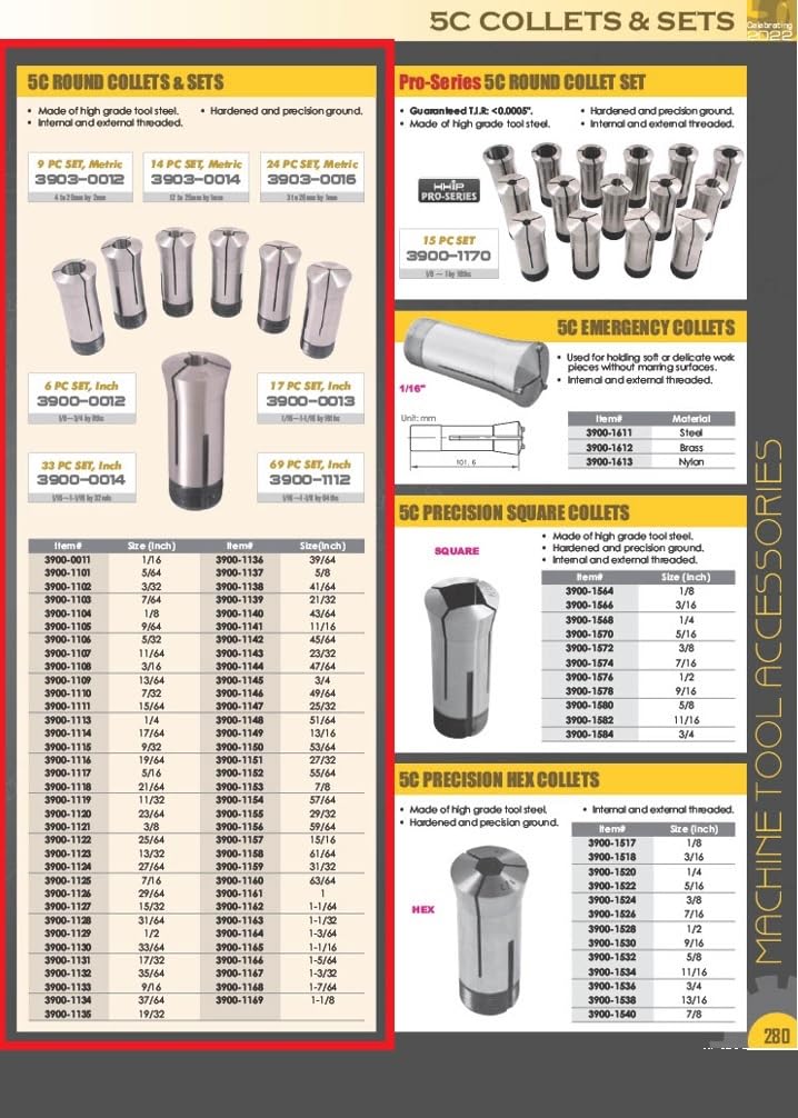 HHIP 3900-1137 5C Round Collet, 5/8" 5/8" Single