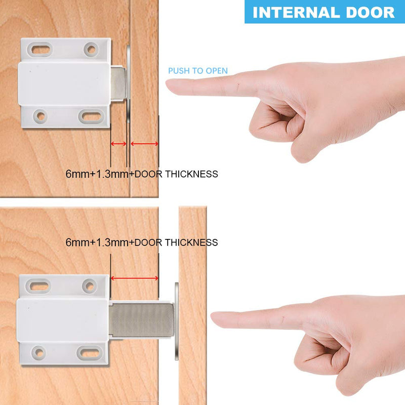 10 Pack Magnetic Push Latch Catch Push to Open Latch Pressure Touch Release Cabinet Catch for Doors Drawers Release Latch Kitchen Drawer Push Catch Pop Out Latch (White) White