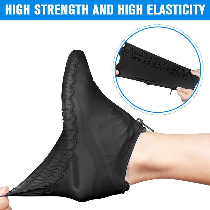 Silicone Waterproof Shoe Covers, Upgrade Reusable Overshoes with Zipper, Resistant Rain Boots Non-Slip Washable Protection for Women, Men (XL (Women 11-13, Men 9.5-13), Black) XL (Women 11-13, Men 9.5-13)
