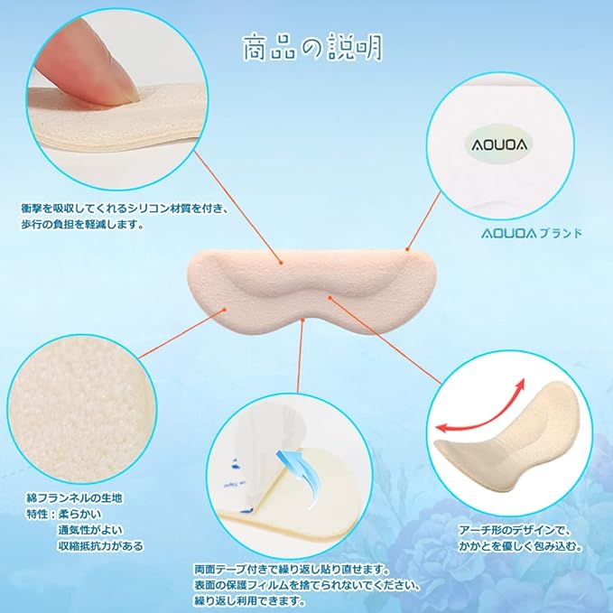 Shoe Slimming Protection, Prevents Shoe Blisting, Prevents Slipping, Heel Pad, Prevents Shoe Slipping, Adjustable Size, Tape, Heel Protection, Goods, Abrasion Resistant, Black, 4 Pairs - NewNest Australia