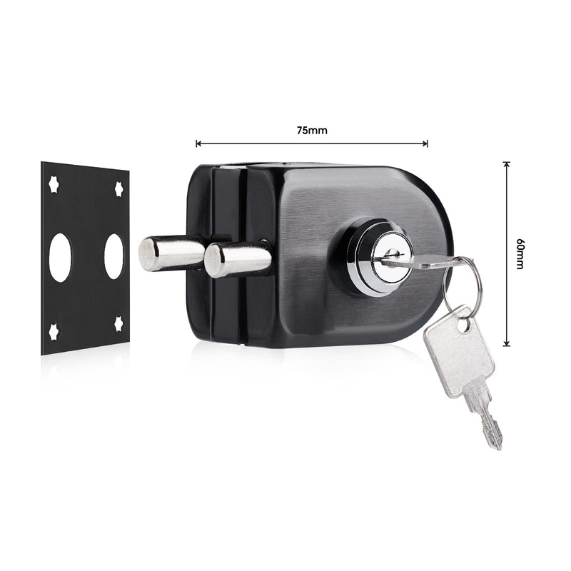 Ranbo Swinging Glass Door Latch Lock No Drilling 304 Stainless Steel Ground Bolt Lock for 2/5-1/2 Inch(10mm-12mm) Exterior and Interior Frameless Sliding Glass Door with 2 Keys, Brushed Black LE-30A Brushed Black