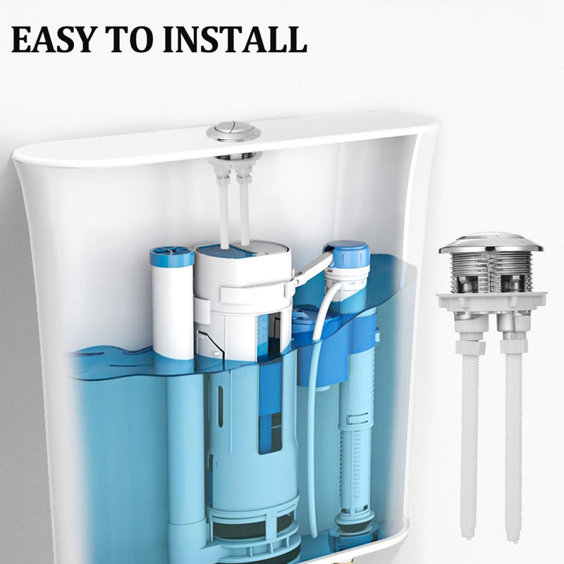 Osaladi Dual Flush Toilet Water Tank Push Button Rod Replacement Silver Plastic Toilet Button for Most Cistern Lid Holes Easy Install Flush Kit for Glacier Bay