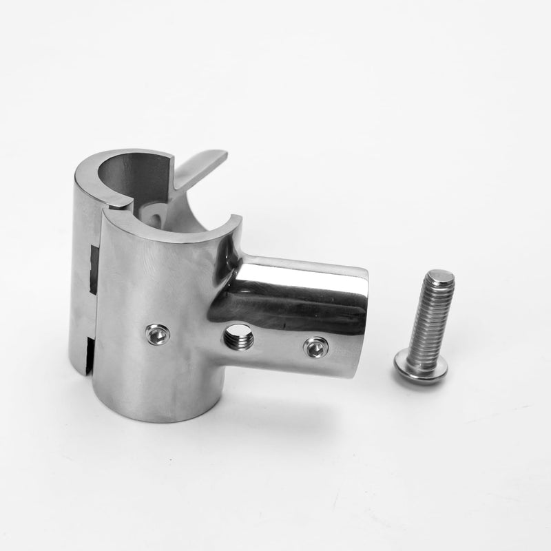 316 Stainless Steel Boat Marine Handrail for 25.5mm (1 inch) Tube 90 Degree T/Tee Fitting Rail Connector Split (Silver 2 Pieces)