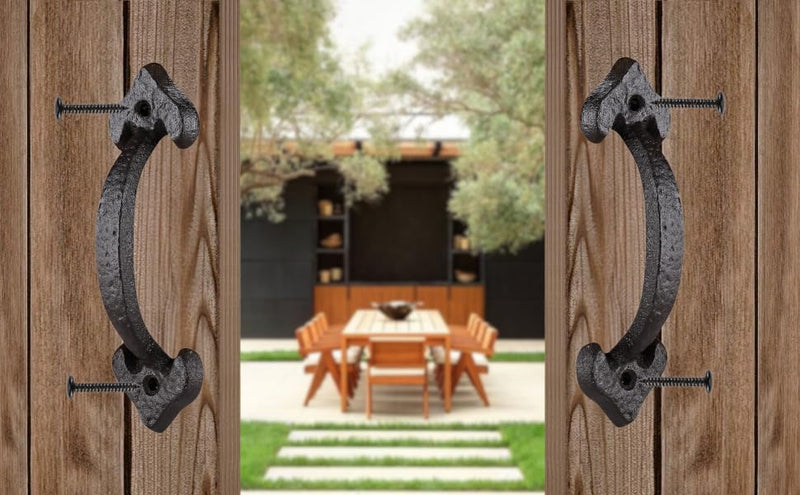 2-Pack 7-Inch Heavy-Duty Cast Iron Barn Door Handle – Medieval-Grade Rustic Gate Pull for Sheds, Fences & Cabinets – Vintage Black Finish – Installs in Minutes, Built to Last a Lifetime 7" - 2 Pack Heart