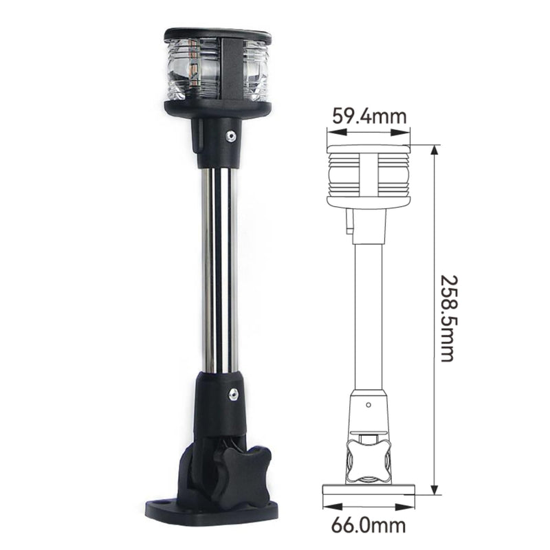 SEAFLO 01 Series All-Around LED Masthead Navigation Light- 2 NM Visibility, 10” Height, 12V, 2 W, Fixed Mount, For Boats Up to 65 FT (20 M), Stainless-Steel, CE & RoHs Certified (10") 10"
