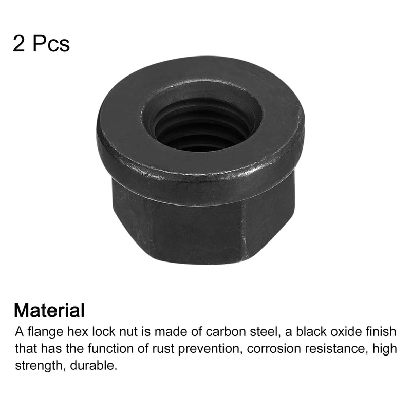 uxcell M14 Flange Hex Nuts, 2pcs Grade 12.9 Carbon Steel Black Oxide Finished Hex Flange Nuts for Machinery 2