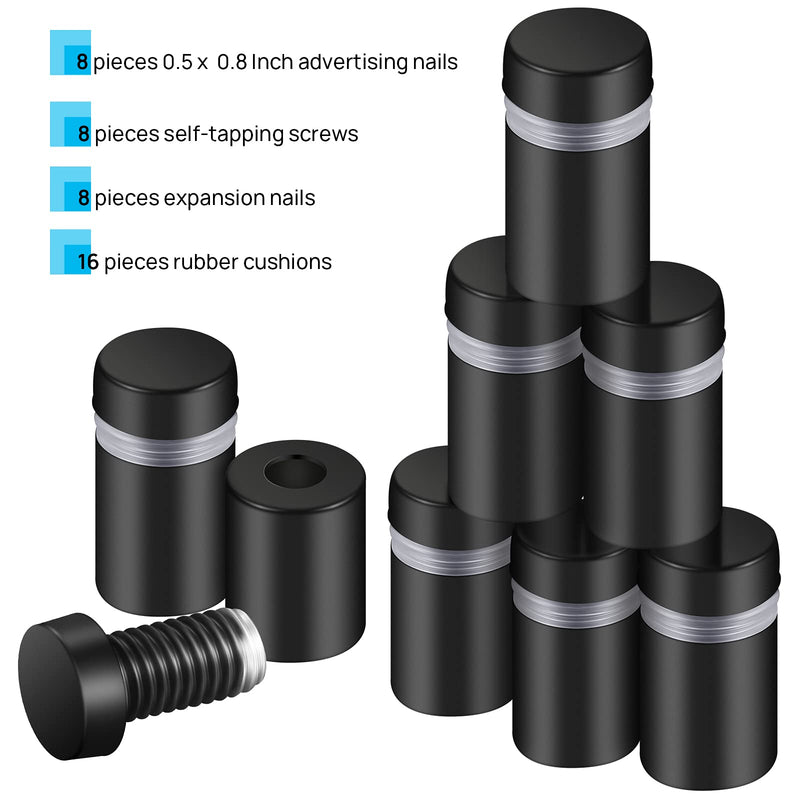 8 Pieces Stainless Steel Standoff Screws Wall Standoff Advertising Nail Mounting Glass Hardware for Advertise Fixing (0.5 x 0.8 Inch) 0.5 x 0.8 Inch