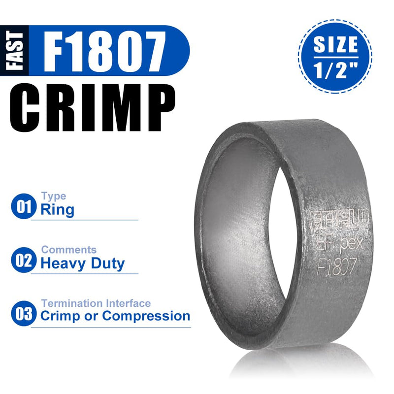100-Pack in Bottle EFIELD 1/2" Pex Copper Crimp Rings For Pex Pipe Connection,Black-Oxidized Surface Treatment Copper-1/2 Pack 100
