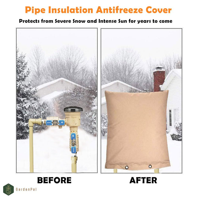 GardenPal Backflow Preventer Cover Insulated Pouch, Irrigation Sprinkler Valve Insulated Pouch, Anti-UV Winter-Freeze Sprinkler Backflow Cover, Beige (35 * 45cm /14 * 18 inch) 35*45cm/14*18 inch
