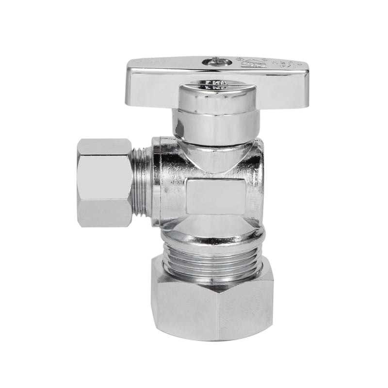 Heavy Duty Angle Stop Valve 1/2" Nom (5/8" OD) Comp x 3/8" OD Comp, 1/4-Turn Operation，High quality lead-free brass (2PCS) 2pcs (5/8" OD) Comp x 3/8" OD Comp