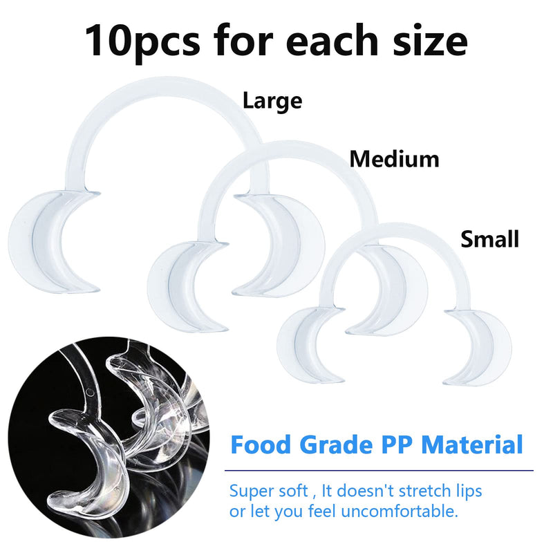 10 Pieces C-Shape Cheek Retractor, Disposable Mouth Opener for Dental Teeth Whitening Mouth Guard or Speak Out Game (White M) White M
