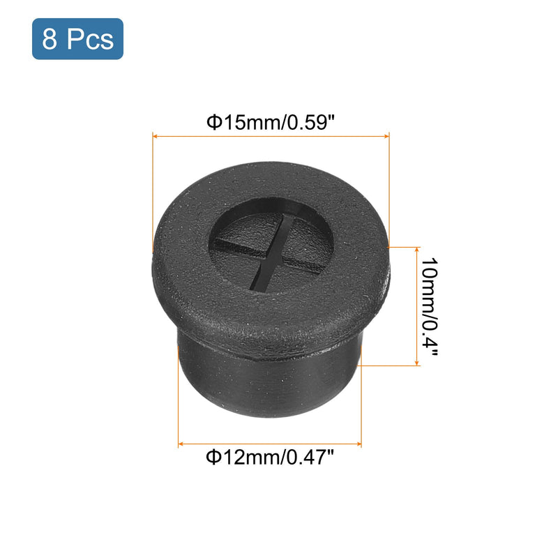 uxcell 8 Pcs Cable Cord Grommet, 1/2 Inch (12mm) Desk Grommet Flexible Rubber Grommets Wire Hole Cover Pass Through for Office Computer Desk Wire Organizer, Black 1/2 Inch (12mm)
