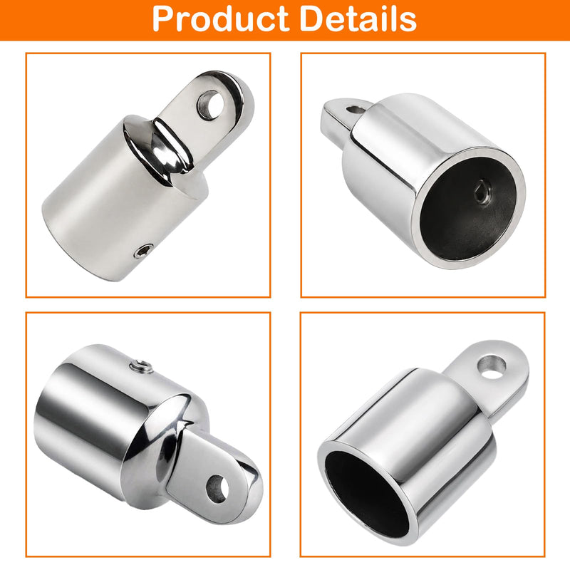 Bimini Top Eye End Cap Kit 7/8" & 1", 316 Stainless Steel Marine Boat Hardware, 4PCS Heavy Duty Bimini Fittings, Replacement Parts with Allen Wrench & Extra Set Screws ‎1 inch