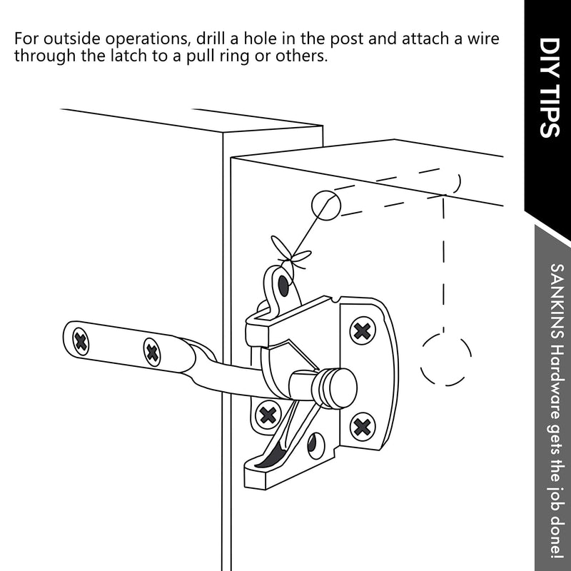 Self Locking Gate Latch Automatic Gravity Lever for Wood Fence Gate, Door Latches, Steel, Black 1 Normal