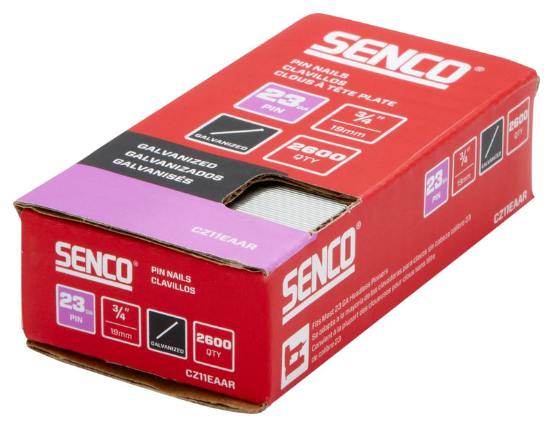 SENCO CZ11EAAR 3/4" 23 Gauge Pin Nails, Galvanized Finish 2,600 Count Pack