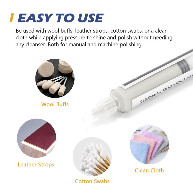 SCOTTCHEN Diamond Polishing Paste,100,000 Grit 0-0.25 Microns Lapping Compound with 50% Concentration of Diamond Powders for Jewelry, Metal, Ring, Glass, Coin,etc.-5 Gram 100,000 Grit