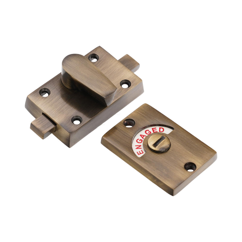 Infinity Decor Antique Vacant and Engaged Sign Indicator Bolt, Zinc Bathroom Privacy Toilet Door Latch Lock
