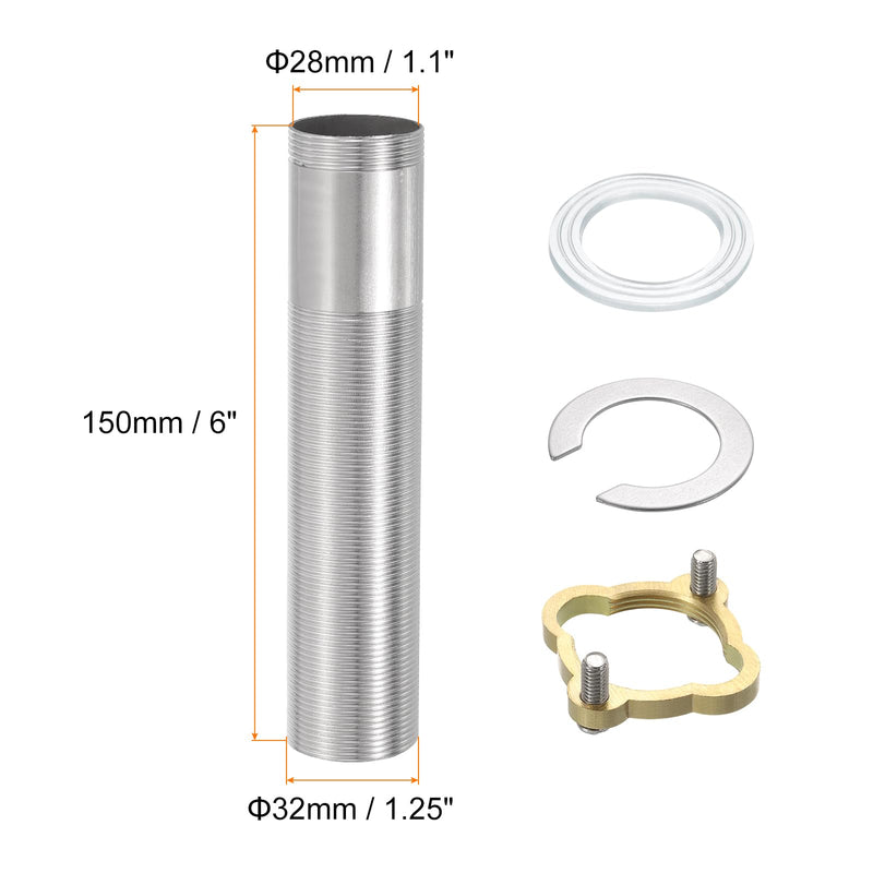 uxcell Faucet Mount Extension Shank 6"x 1.25" Stainless Steel Pipe Faucet Extension Nipple Locknut Kit Extension Threaded Lengthen Fixed High Foot with Nut and Gasket Fittings for Basin - NewNest Australia
