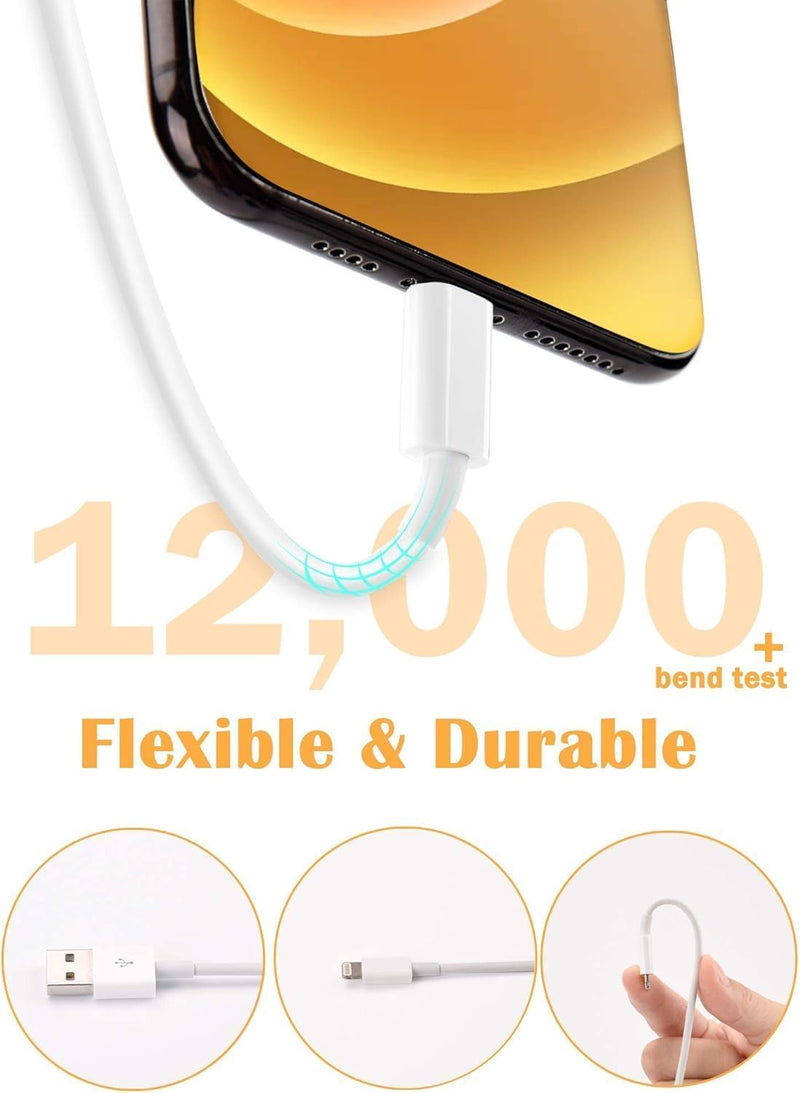 4 Pack [Apple MFi Certified] Apple Charging Cables 6ft, iPhone Chargers, Lightning Fast iPhone Charging Cord for iPhone 12/11/11Pro/11Max/ X/XS/XR/XS Max/8/7, ipad(White) 4pack(6ft) White 4