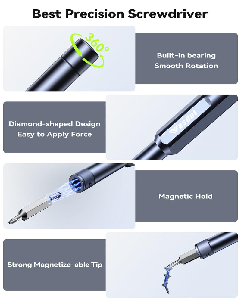 49-in-1 Small Screwdriver Set, [Super Durable] Tiny Torx Screwdriver Fits All Ring Doorbell, Precision Magnetic Mini Repair Tool Kit for Watch, Laptop, Eyeglass, Camera, Men Gift Screw Driver