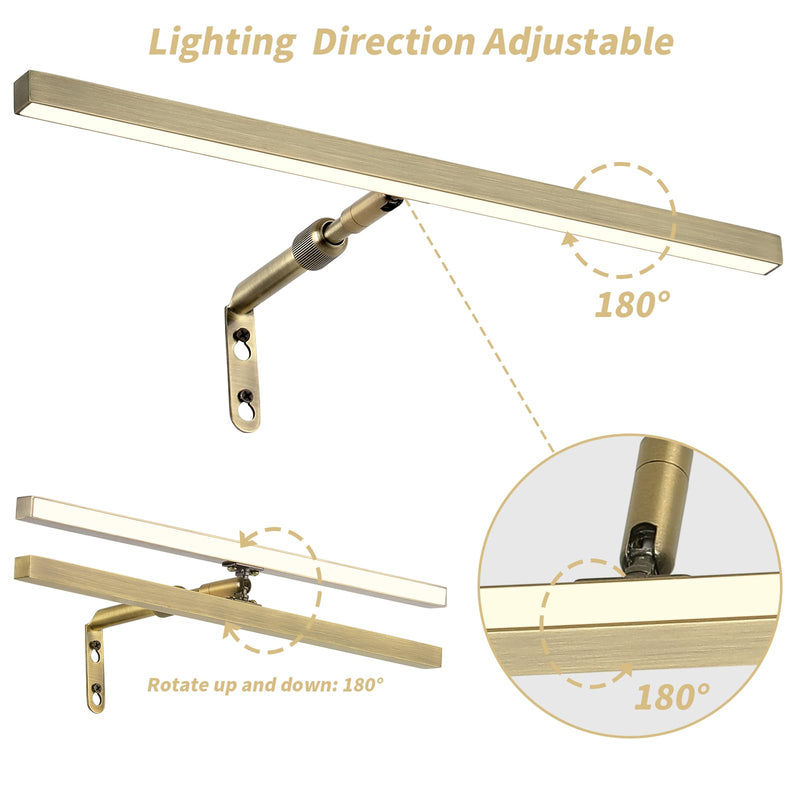 LED Picture Lights for Paintings Plug in, 16 Inch 4W Adjustable Art Light Gallery Wall Light for Display Art Work, Antique Brass Finish, CRI90+, 3000K Warm White 15.7inch,1 pack