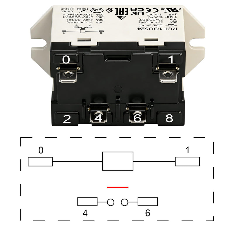 2 Pack General Purpose Relay, RGF1OU524, 30A 24VAC Coil Voltage, 4Pin SPST-NO Contacts, G7L-1A-TUB-CB-AC24, UL Certification 2 AC 24V