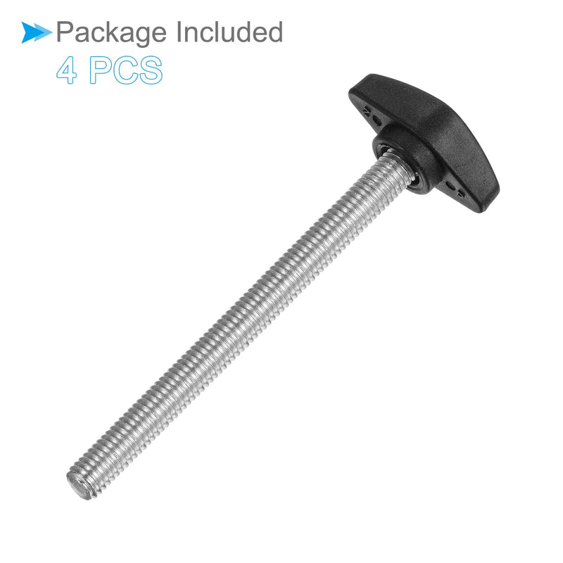 Tee Wing Knobs Thumb Screw, M8 x 80mm Male Thread, Plastic T Thumb Clamping Screw Threaded Stud Hand Knobs Grip, (Applications: for Machinery Lathes), 4-Pieces