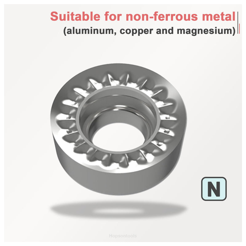 RCGT1204MO (RCGT43) Carbide Turning Inserts for Aluminum, Uncoated Round Lathe Inserts with LH Chipbreaker for Non-Ferrous Metal, Polished Finish for Facing and Profiling, 10pcs RCGT1204MO-LH