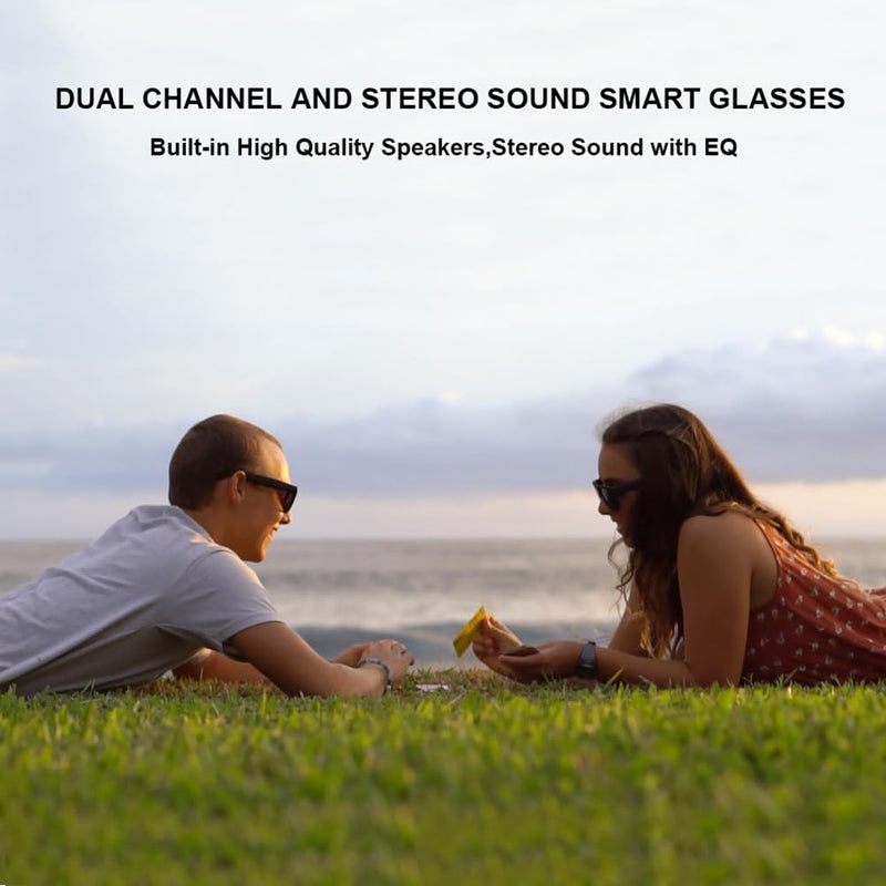 OhO Smart Glasses,Polarized Sunglasses with Bluetooth Speaker,Athletic/Outdoor UV Protection and Voice Control,Unisex(Mirror Blue Lens) Black Frame-blue Lens